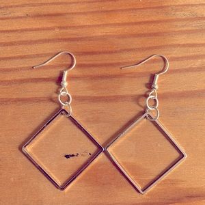 Handmade Small Silver Square Earrings